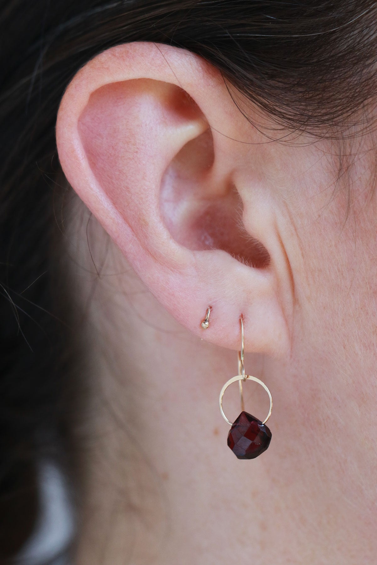 Garnet Single Drop Earrings Earrings E2255gar-onmod