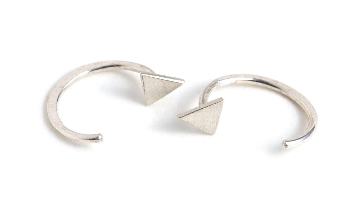 Solid Triangle Hug Earrings Silver Pair EARRINGS E2414S_f2b66a37-bfae-4df4-a71f-8dd0a45efb91