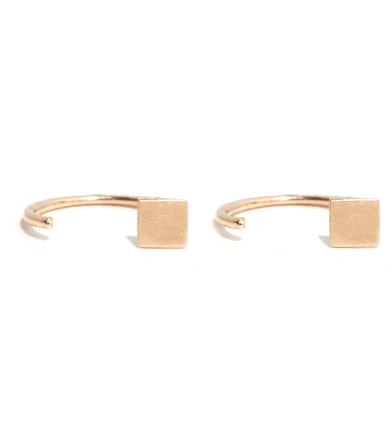 Solid Square Hug Earrings Gold Pair EARRINGS E2415