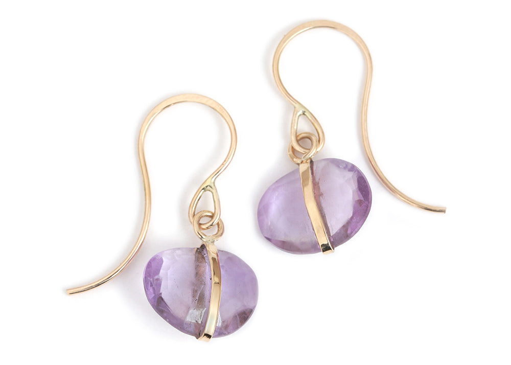 Bezel Wrapped Amethyst Drop Earrings Earrings E2674AM
