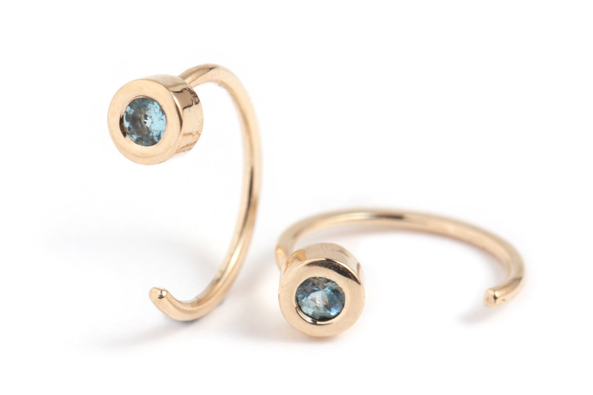 Bezel-Set Gemstone Hug Earrings Aquamarine EARRINGS E2681AQ
