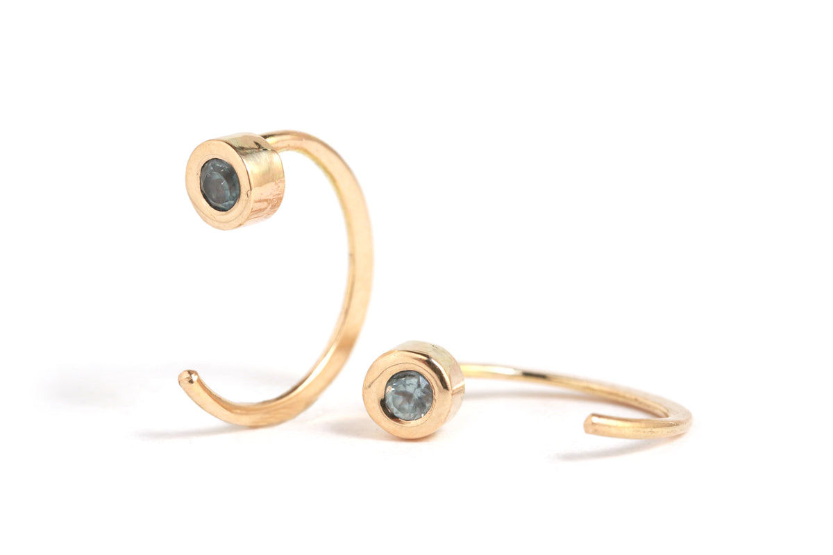 Bezel-Set Gemstone Hug Earrings Blue Sapphire EARRINGS E2681BS