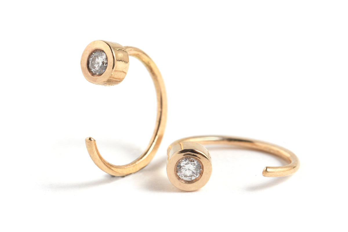 Bezel-Set Gemstone Hug Earrings Diamond EARRINGS E2681D