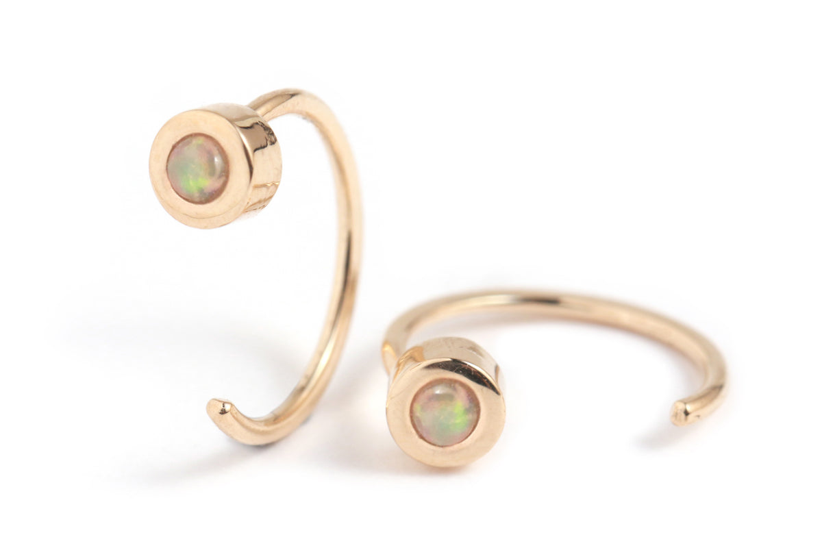 Bezel-Set Gemstone Hug Earrings Opal EARRINGS E2681OP