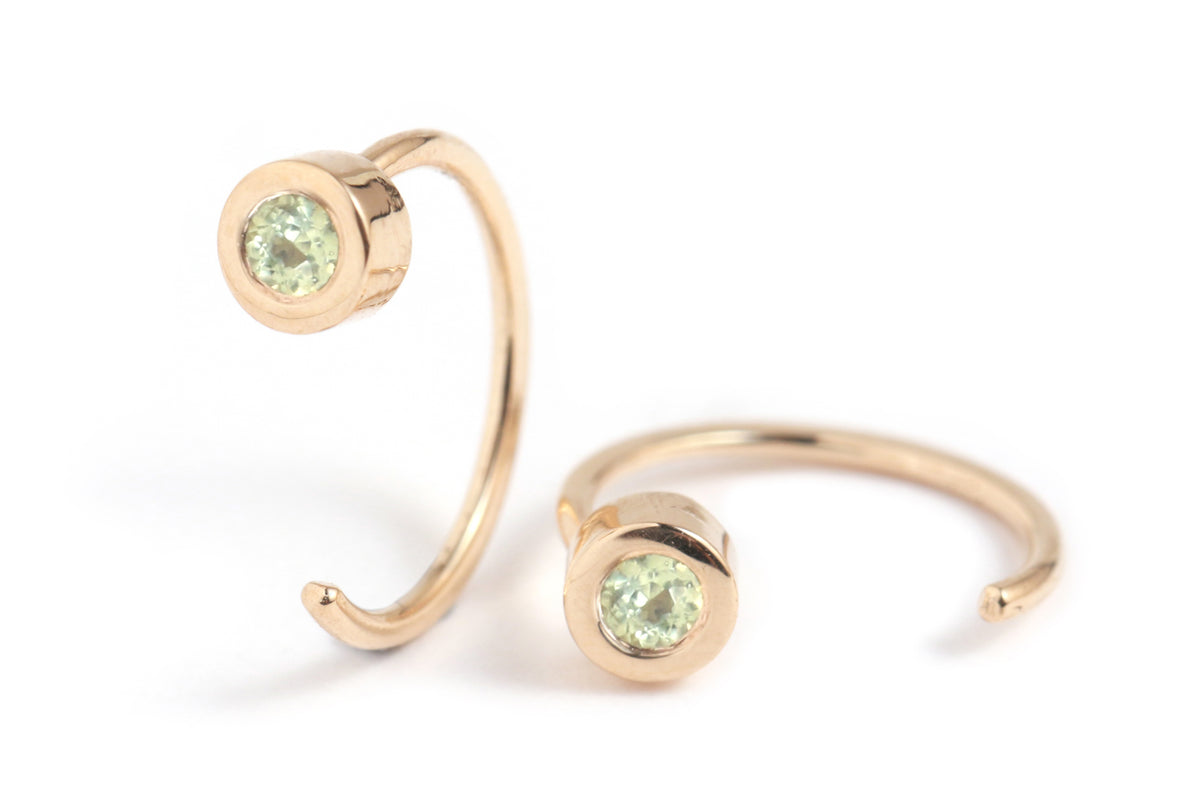 Bezel-Set Gemstone Hug Earrings Peridot EARRINGS E2681PD