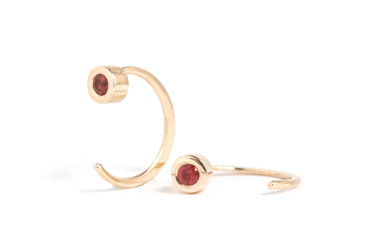 Bezel-Set Gemstone Hug Earrings Ruby EARRINGS E2681R