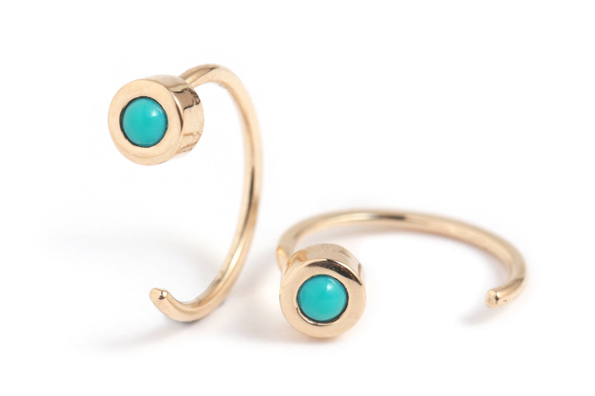 Bezel-Set Gemstone Hug Earrings Turquoise EARRINGS E2681TQ