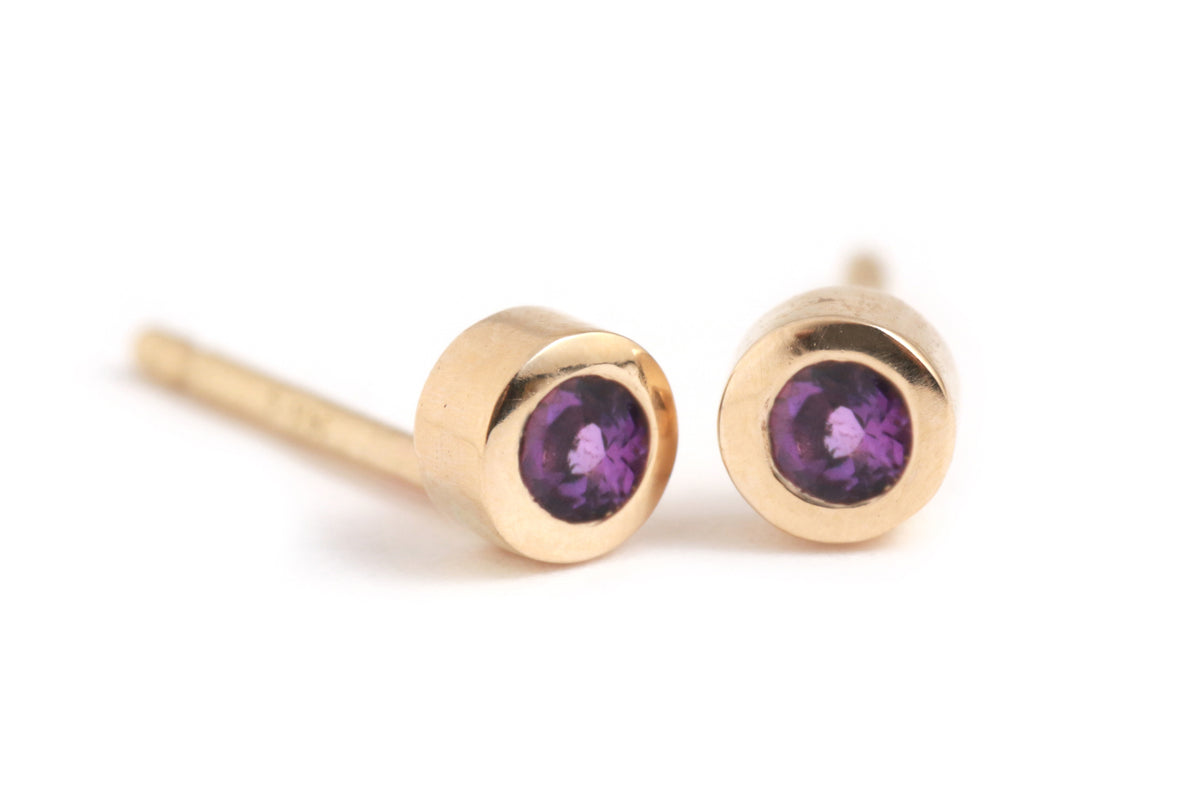 Customizable Gemstone Stud Earrings Amethyst Earrings E2826AME