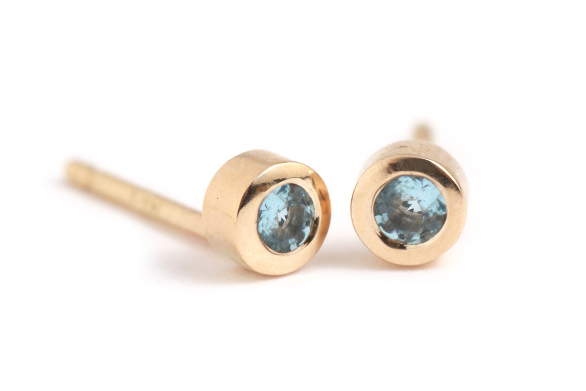 Customizable Gemstone Stud Earrings Aquamarine Earrings E2826AQ