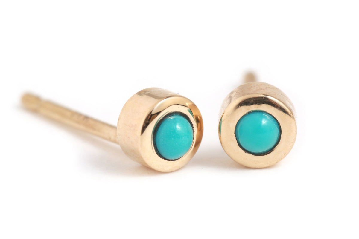 Customizable Gemstone Stud Earrings Turquoise Earrings E2826TQ