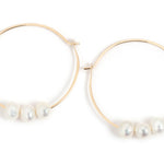1.25 Inch Hoops with 3 Floating Pearls Gold Earrings E3029