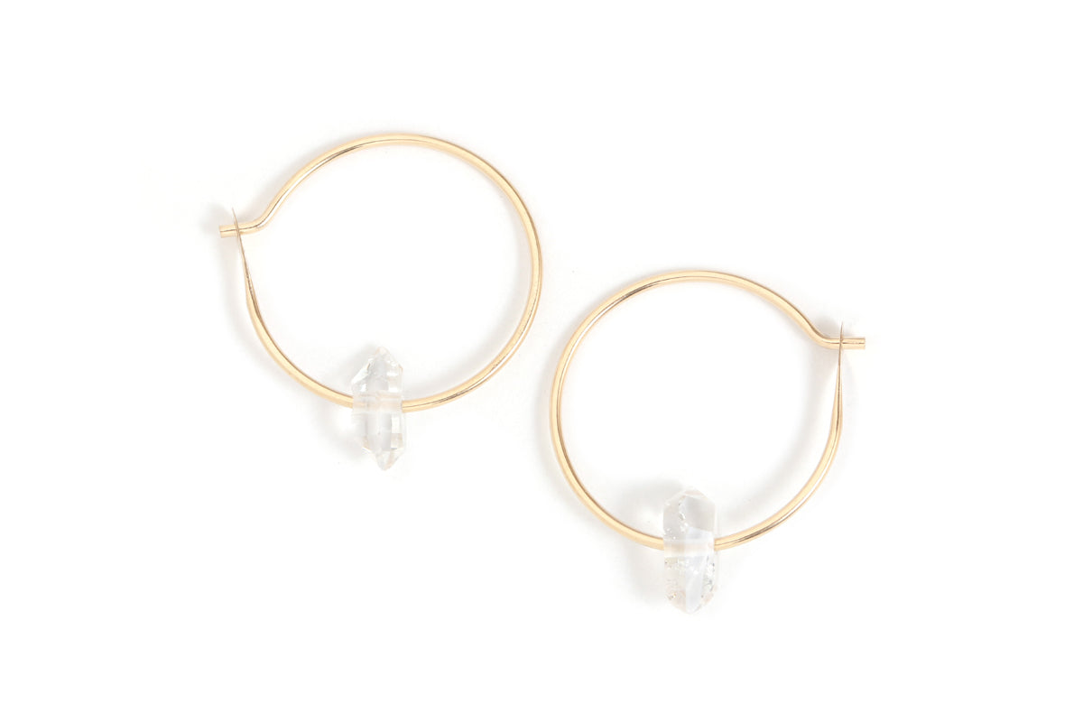 3/4 Inch Herkimer Hoop Earrings gold Earrings E3054