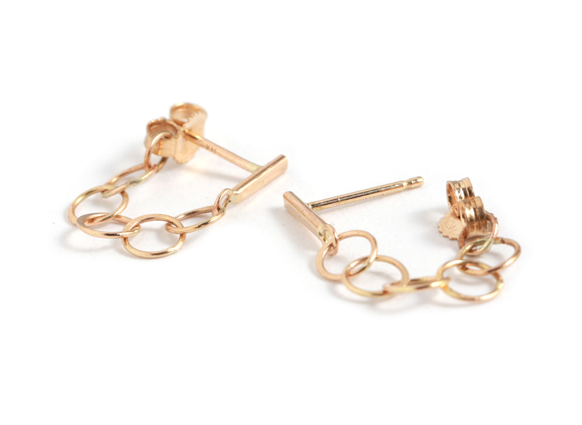 Classic Chain Wrap Bar Stud Post Earrings Gold EARRINGS E3100