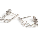 Classic Chain Wrap Bar Stud Post Earrings Silver EARRINGS E3100s