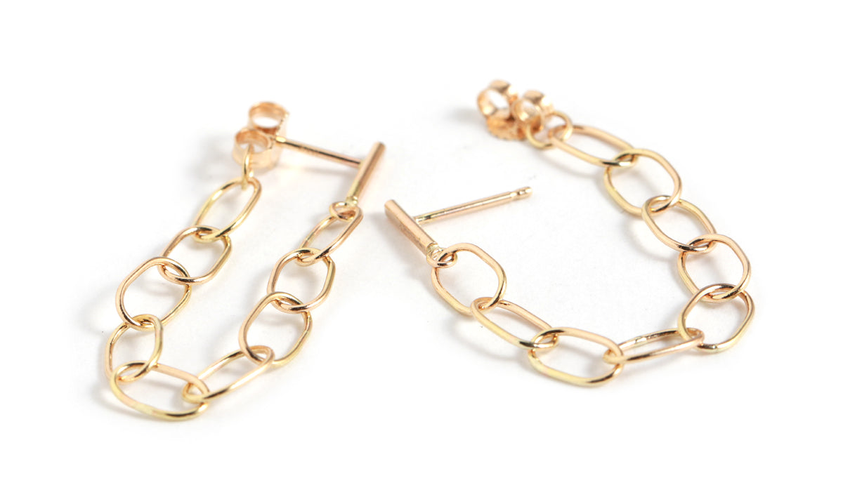Bar and oval chain wrap earrings Gold EARRINGS E3101