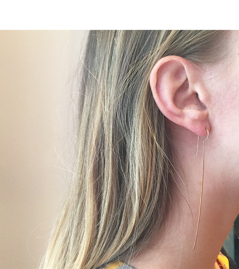 3.5 Inch Pink Gold Feather Hoop Earrings Earrings FEonmodel