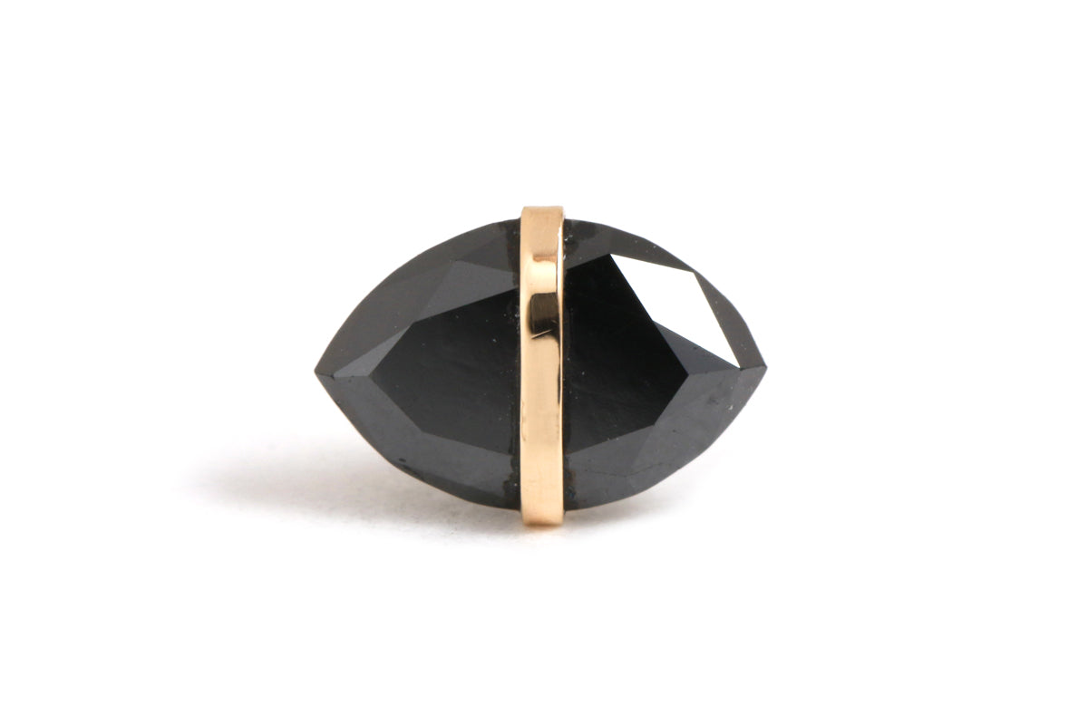 Bezel Wrapped Black Marquis Diamond Stud - half pair EARRINGS LE3044