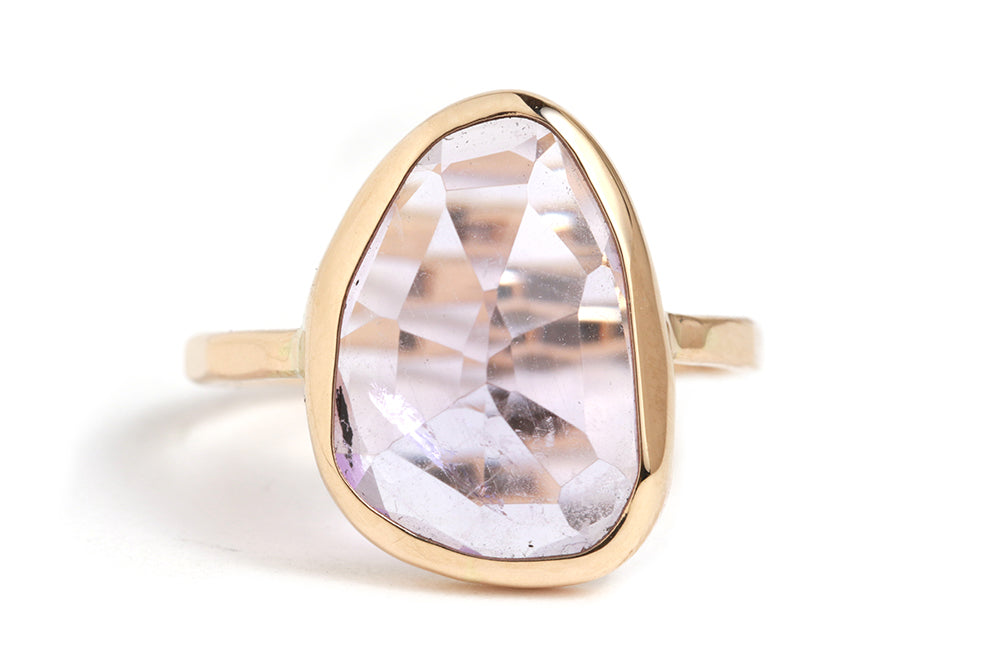 Extra large freeform Rose Amethyst cocktail ring sterling silver 7 BFCM Stock Ring LR1217