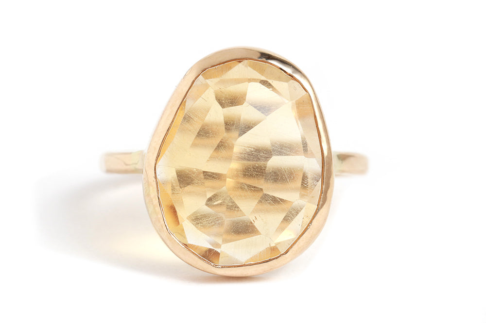 Extra large freeform Citrine cocktail ring BFCM Stock Ring LR1218