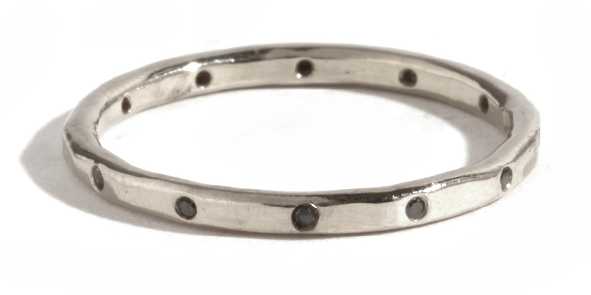 12 Black Diamond Band- 18k White Gold Stock Ring LR374wg-18