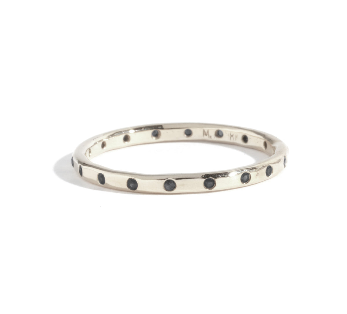 18 Black Diamond Band - 18k White Gold Stock Ring LR390wG-18blk