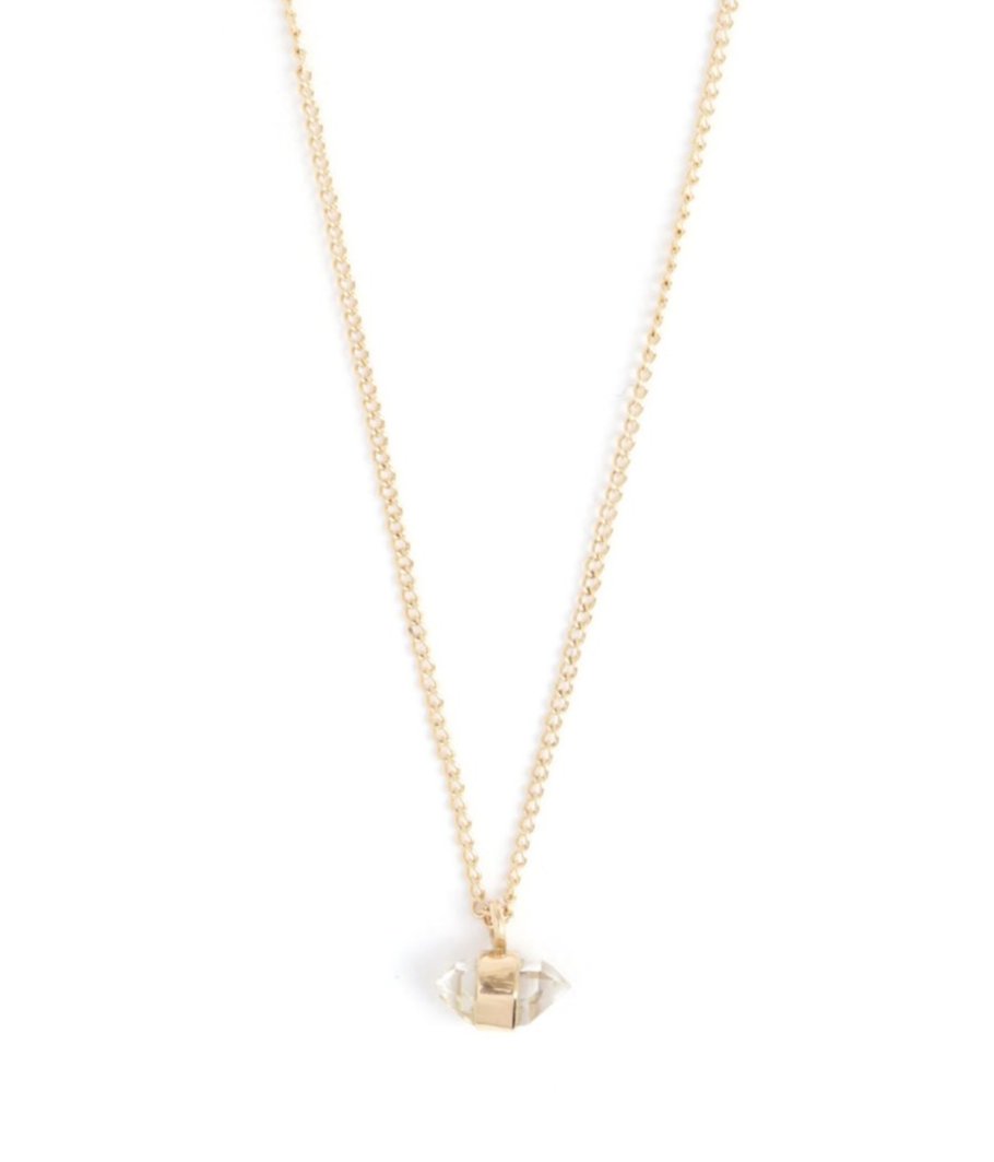 Single Drop Mini Herkimer Necklace gold Necklaces N1743G-2