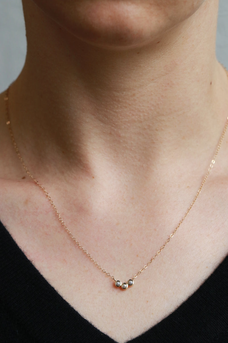 Customizable Triple Gemstone Necklace Necklaces N2092-1