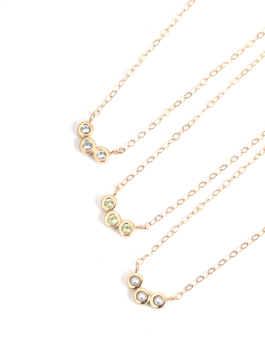 Customizable Triple Gemstone Necklace Necklaces N2092-main