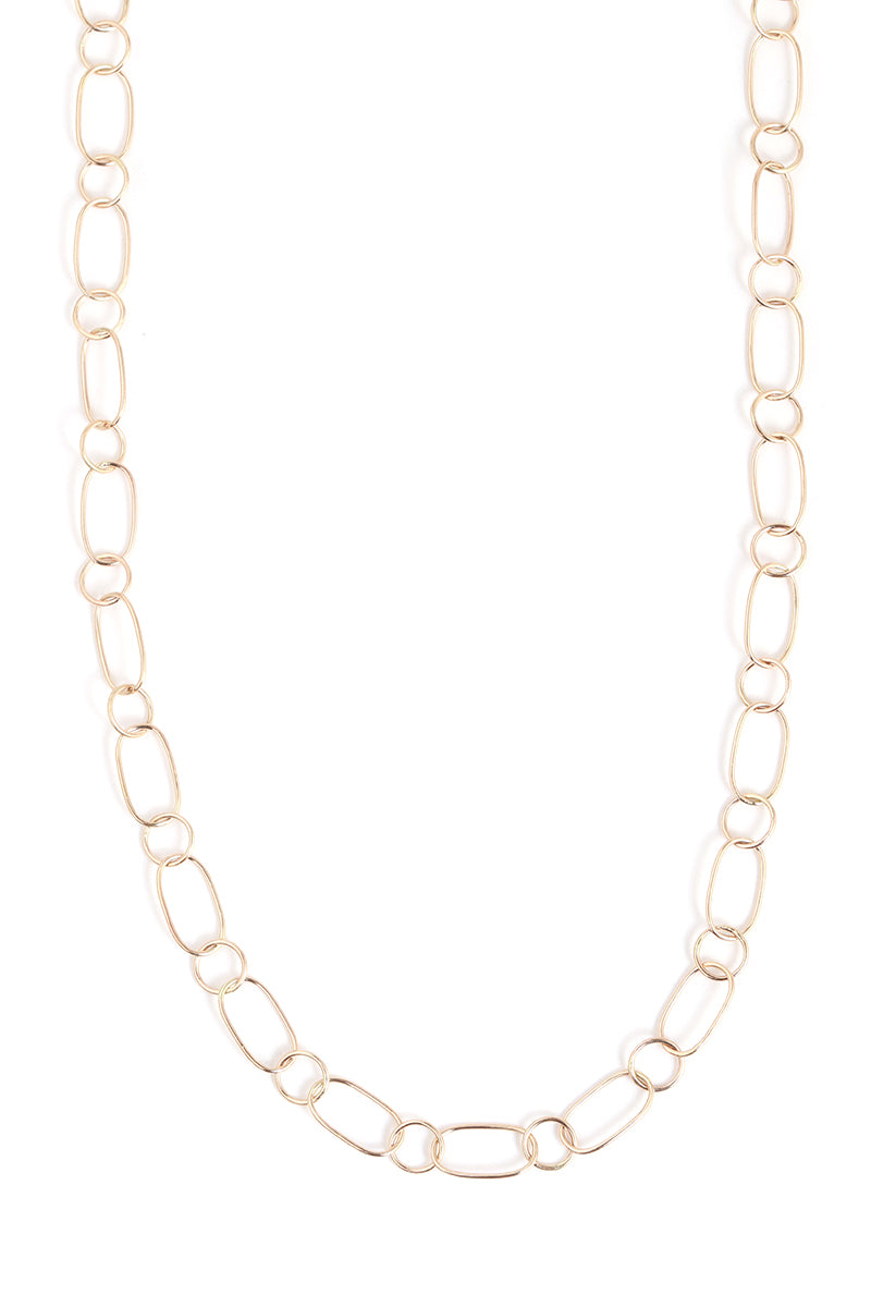 Oval and Round Link Chain Necklace gold Necklaces N2109