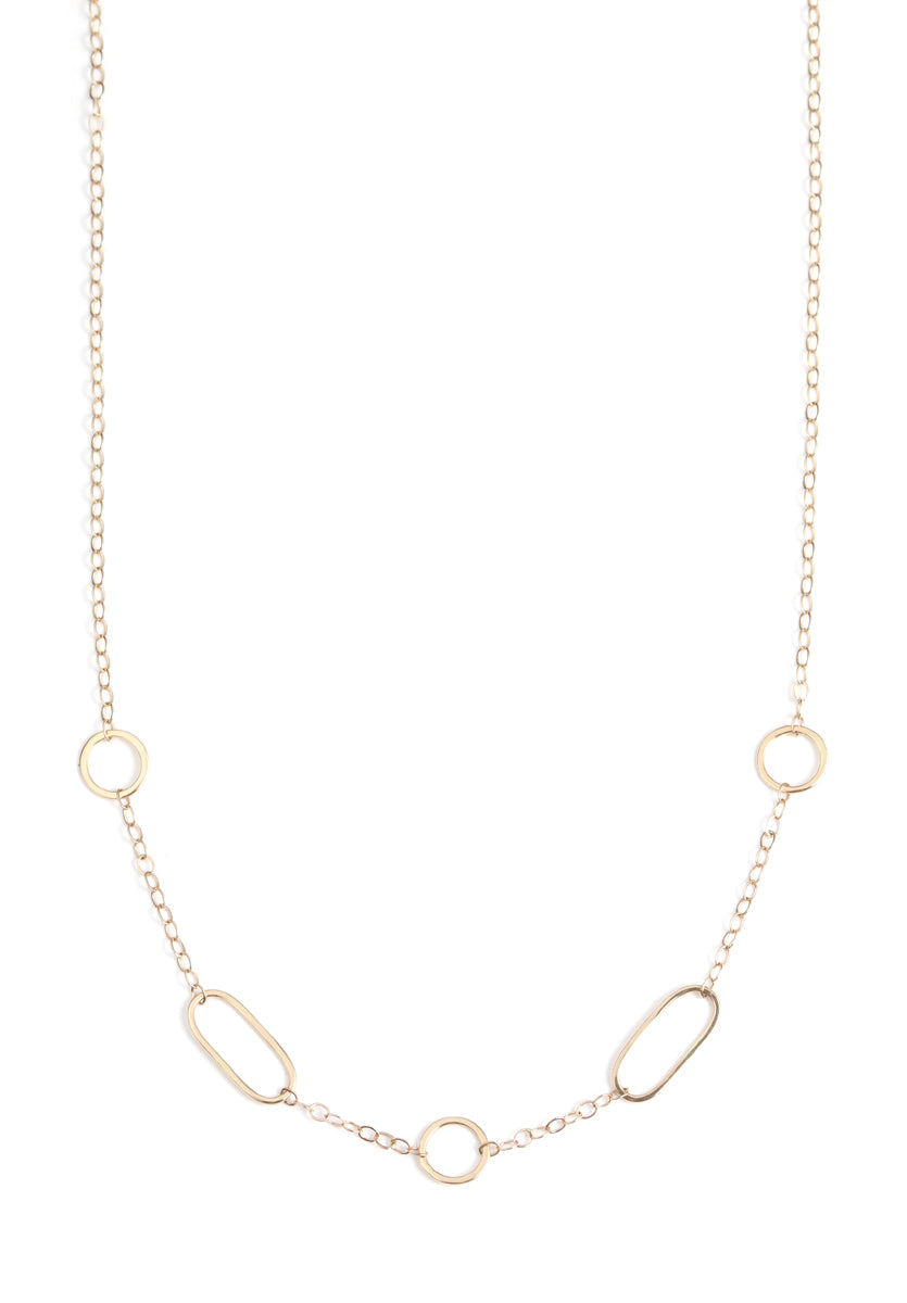 Multi shape chain necklace gold Necklaces N2112