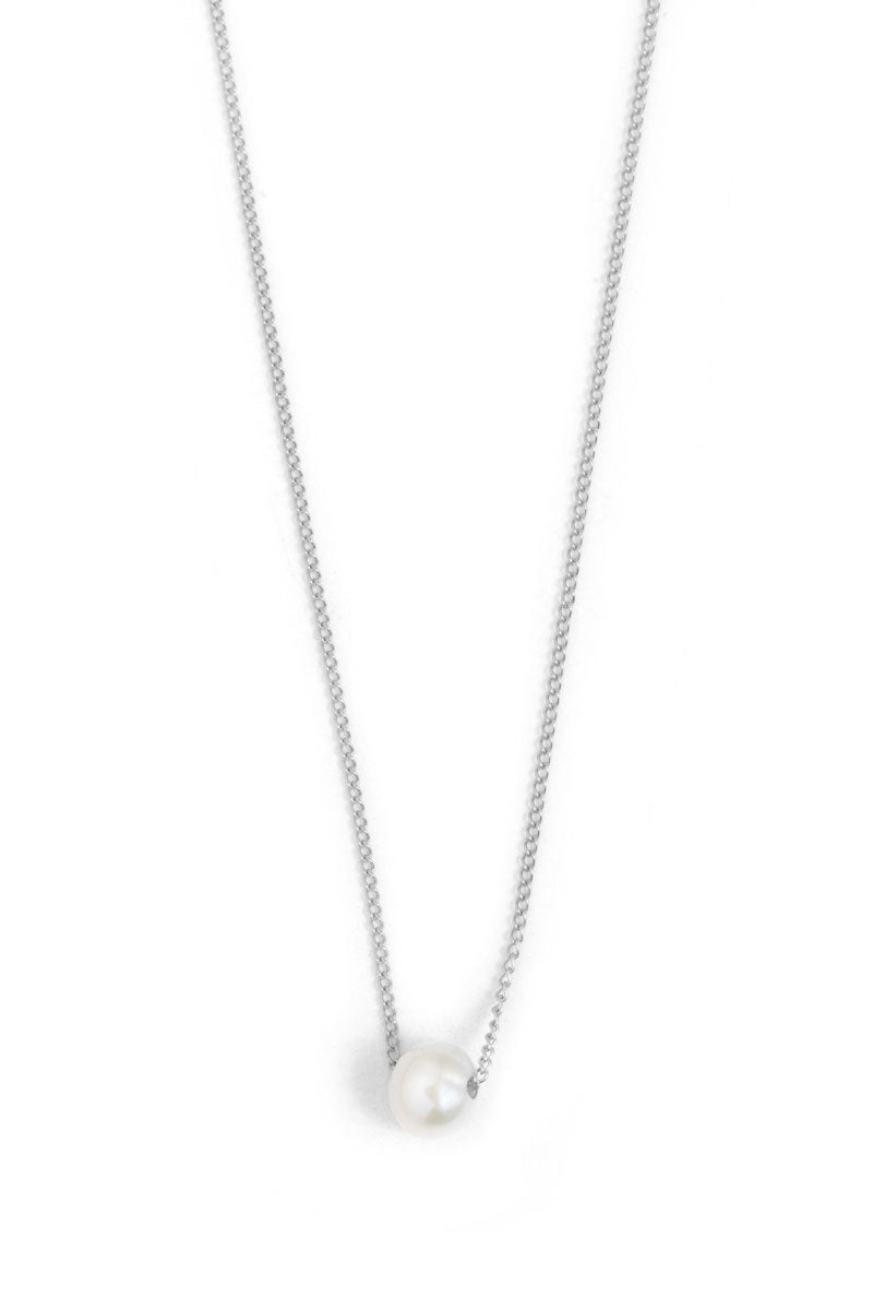 Single Pearl Drop Necklace Silver Necklaces N2135s