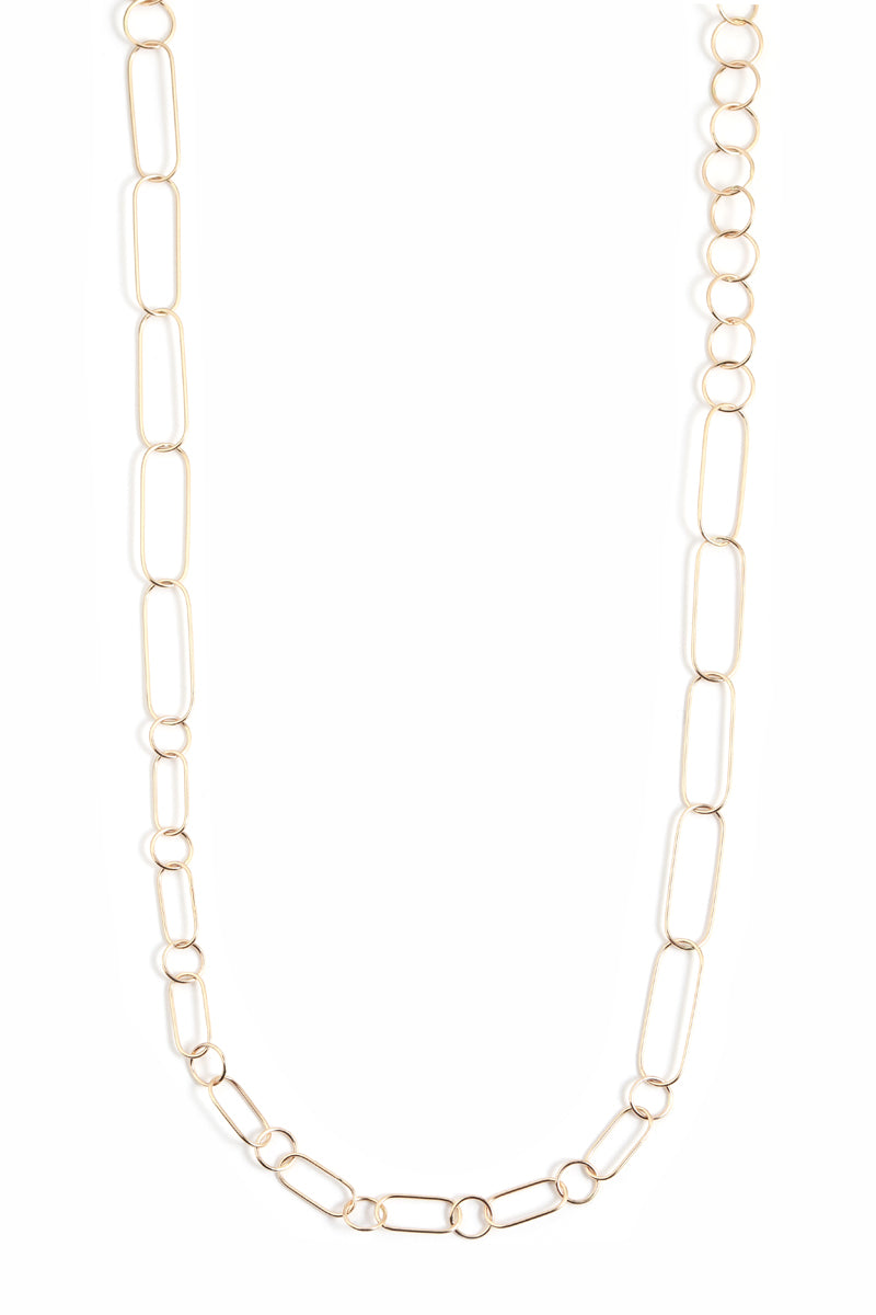Mixed Link Oval and Round Chain Necklace Gold Necklaces N2151