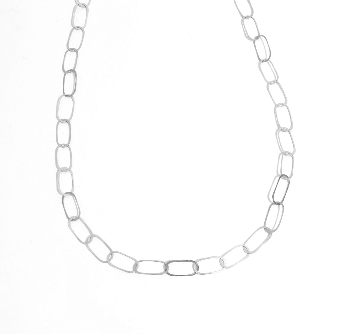 Flat Oval Chain Necklace Silver Necklaces N300-OV