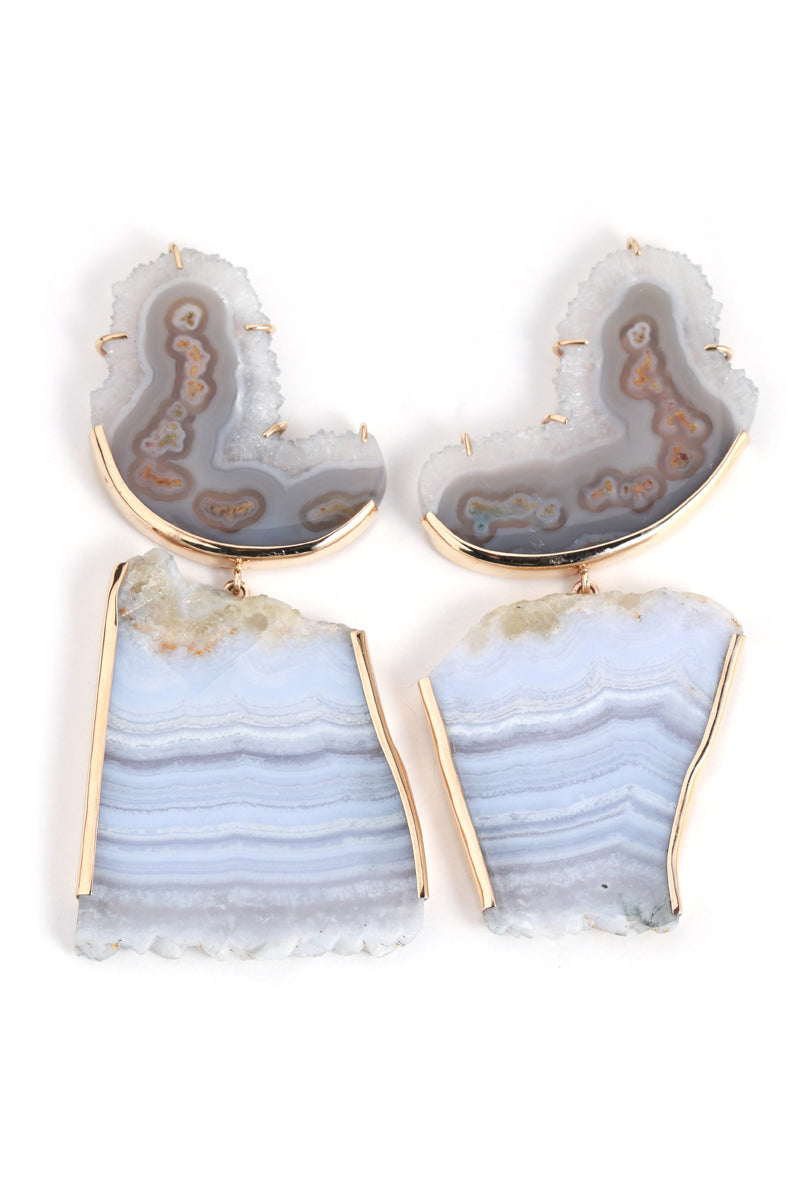Quartz Chalcedony and Lace Agate Drop Earrings Earrings OFK4265