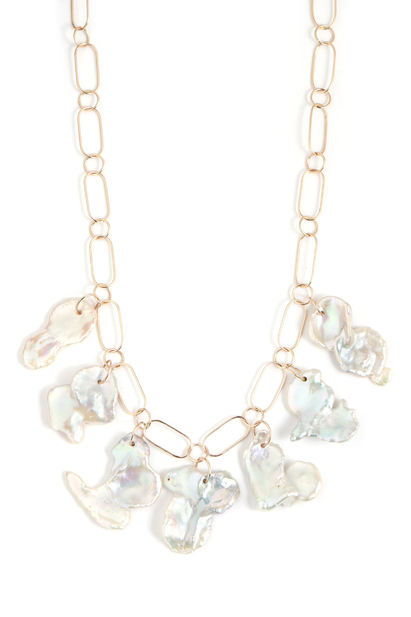 Petal Pearl Handmade Chain Necklace Necklaces OFK4280