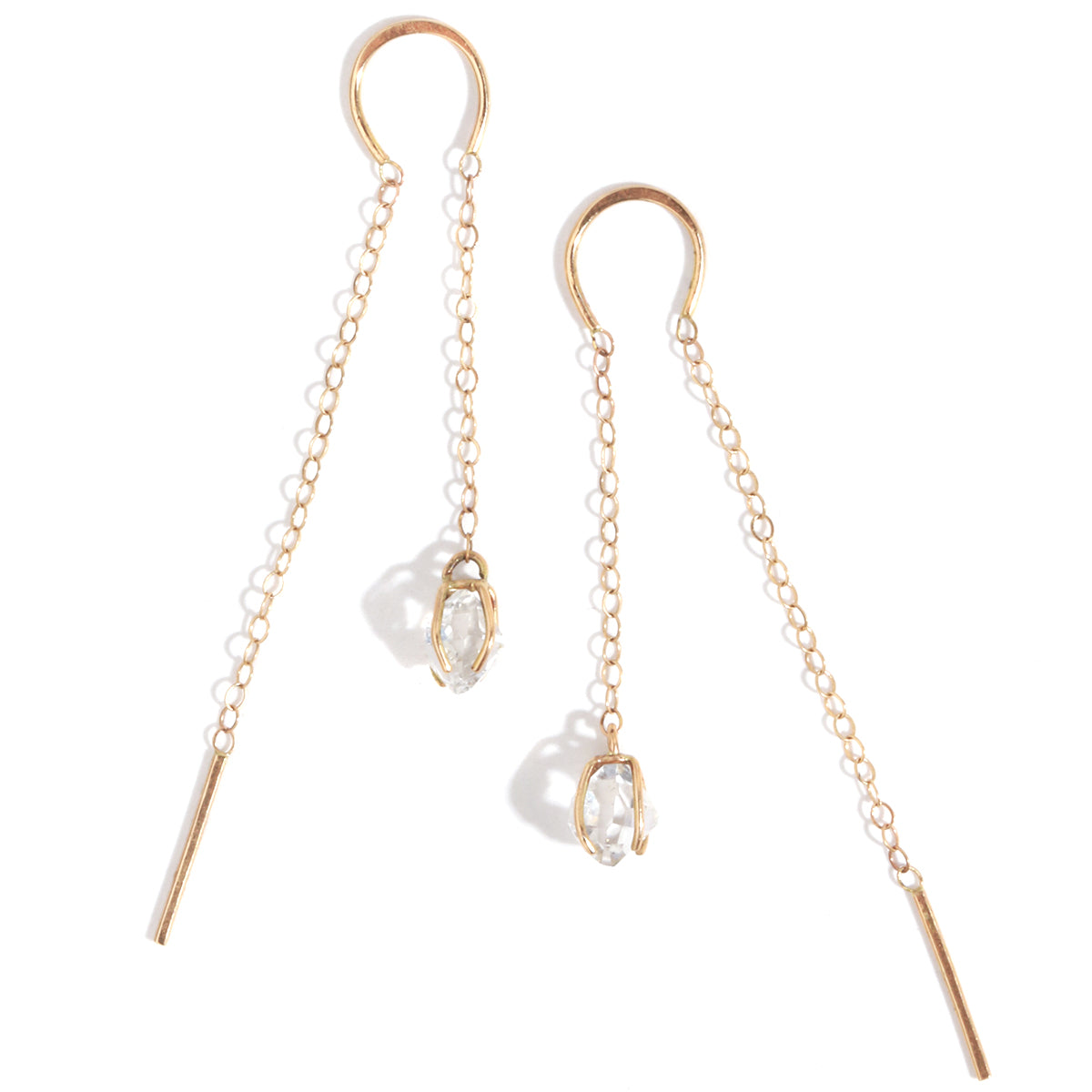 Herkimer Horseshoe Threader Chain Earrings Gold EARRINGS Pull-through-herkimers