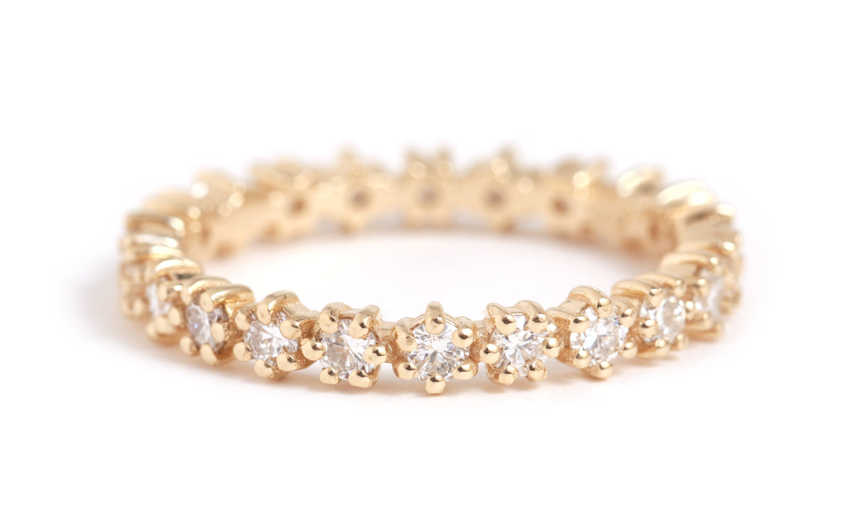 Prong Set White Diamond Eternity Band - 14k Yellow Gold Stock Ring R1254
