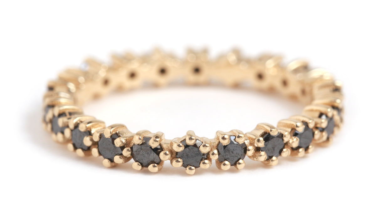 Black Diamond Eternity Band - 14k Yellow Gold Stock Ring R1255