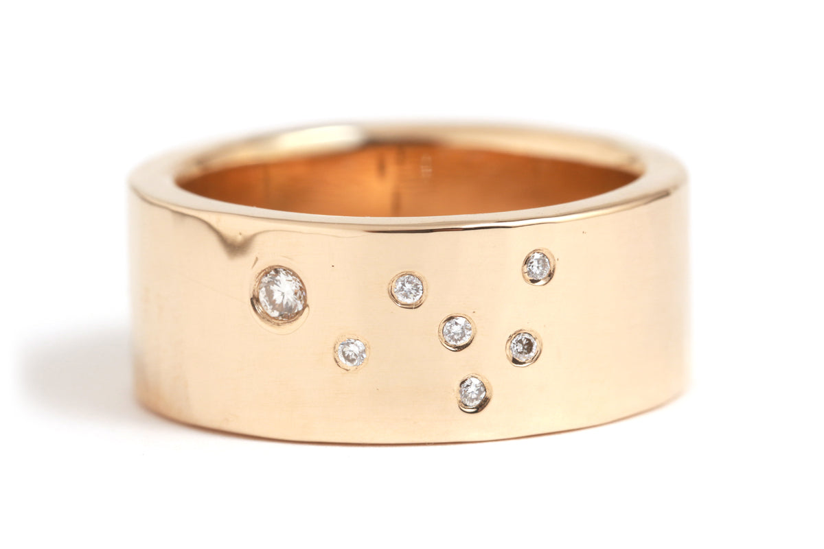 Diamond Constellation Shield Cigar Band Ring Stock Ring R1256