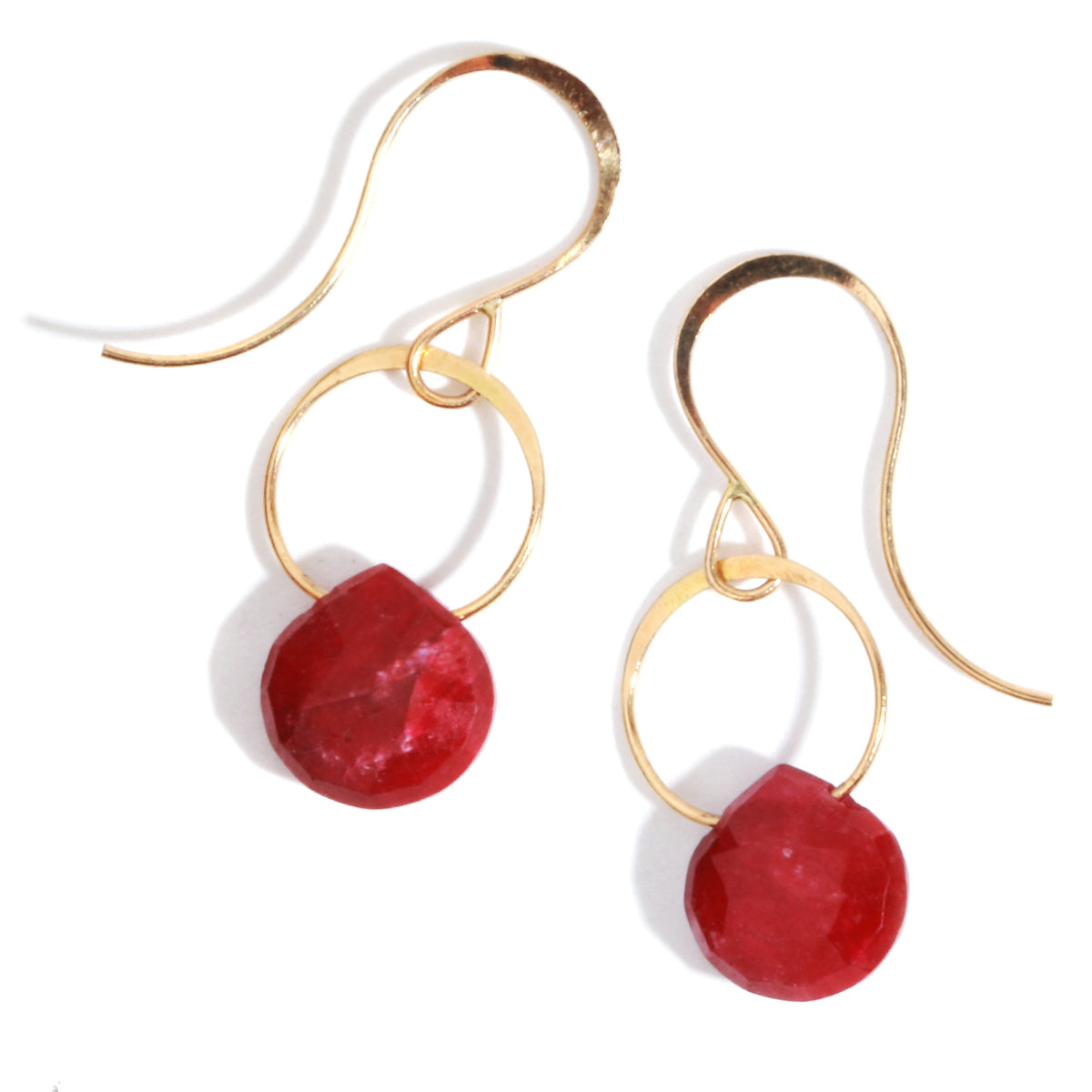 Ruby Single Drop Earrings Gold EARRINGS Ruby_Earrings