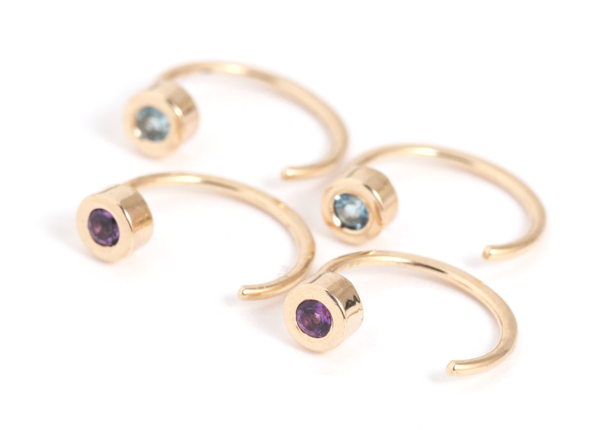 Bezel-Set Gemstone Hug Earrings EARRINGS bs-hugs