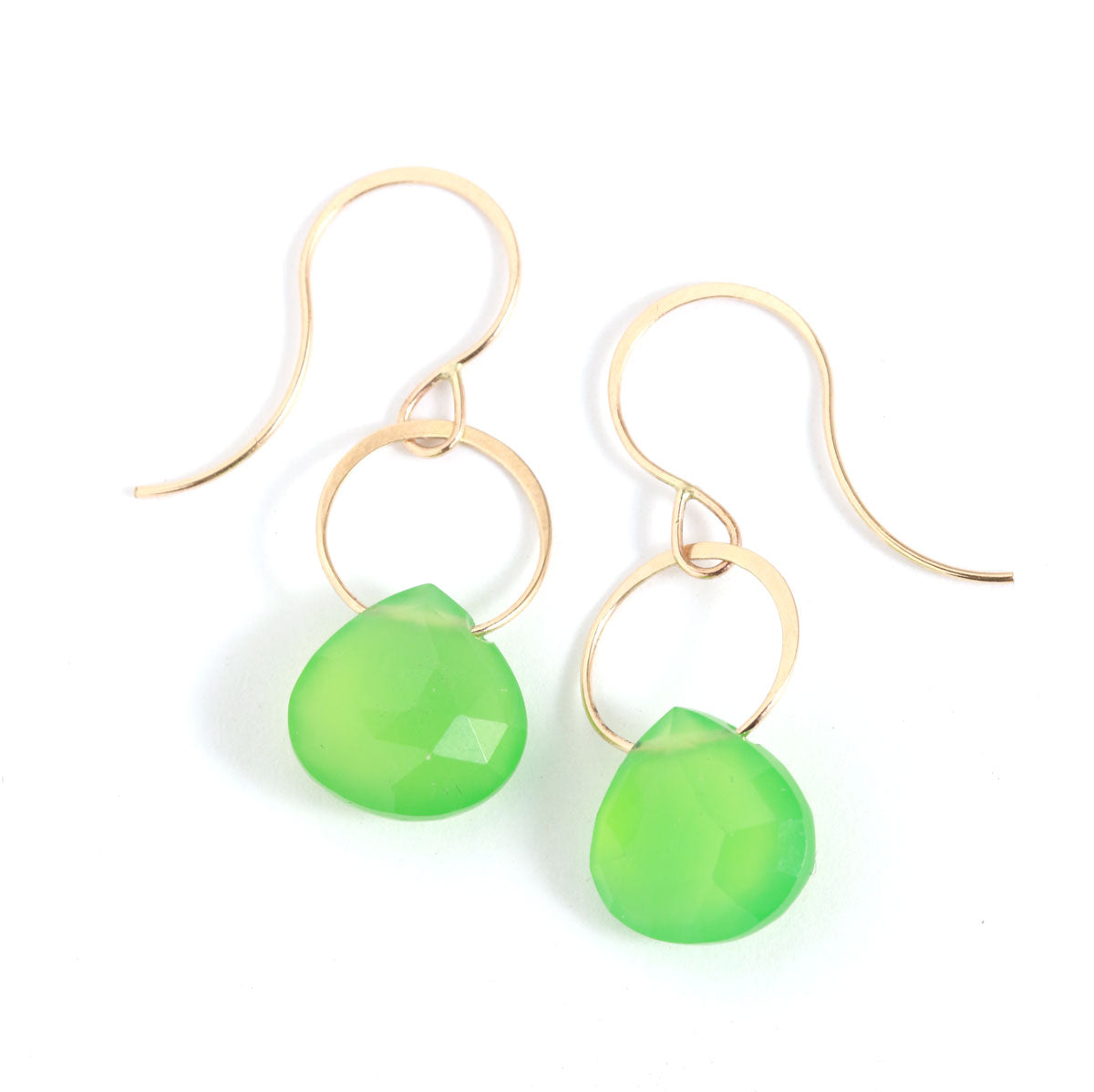 Chrysoprase Single Drop Earrings Gold EARRINGS e2255gch
