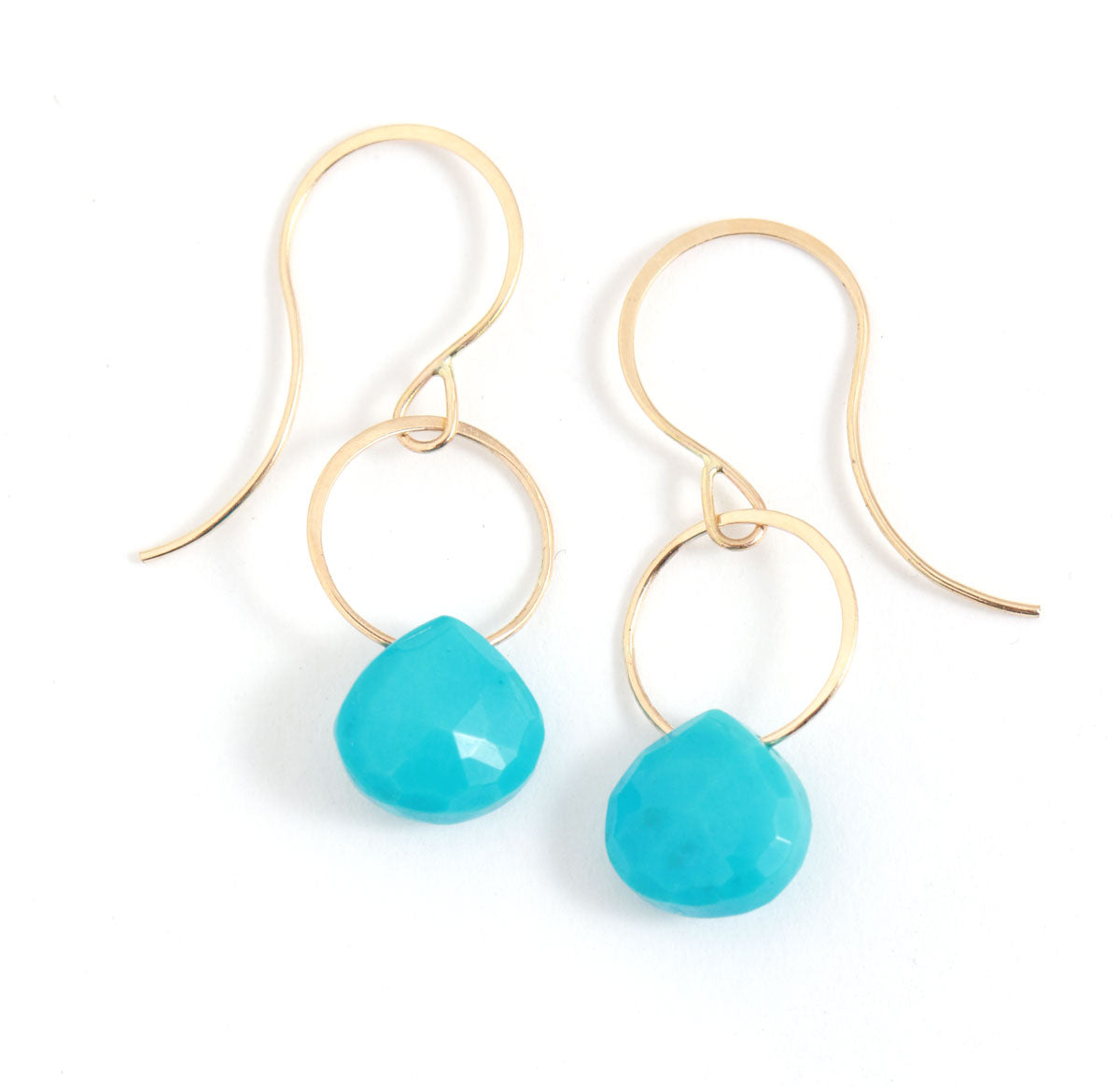 Turquoise Single Drop Earrings Gold EARRINGS e2255gtq-new