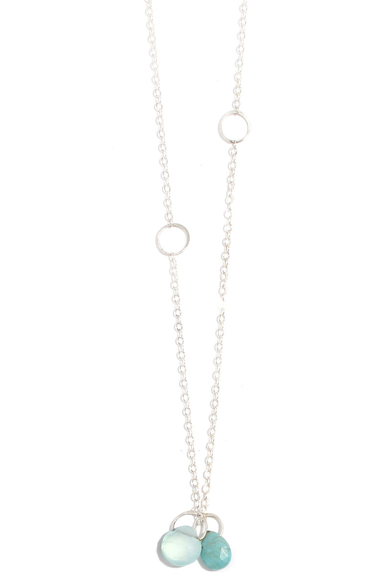 Turquoise and Green Chalcedony Drop Necklace Necklaces n1831gc