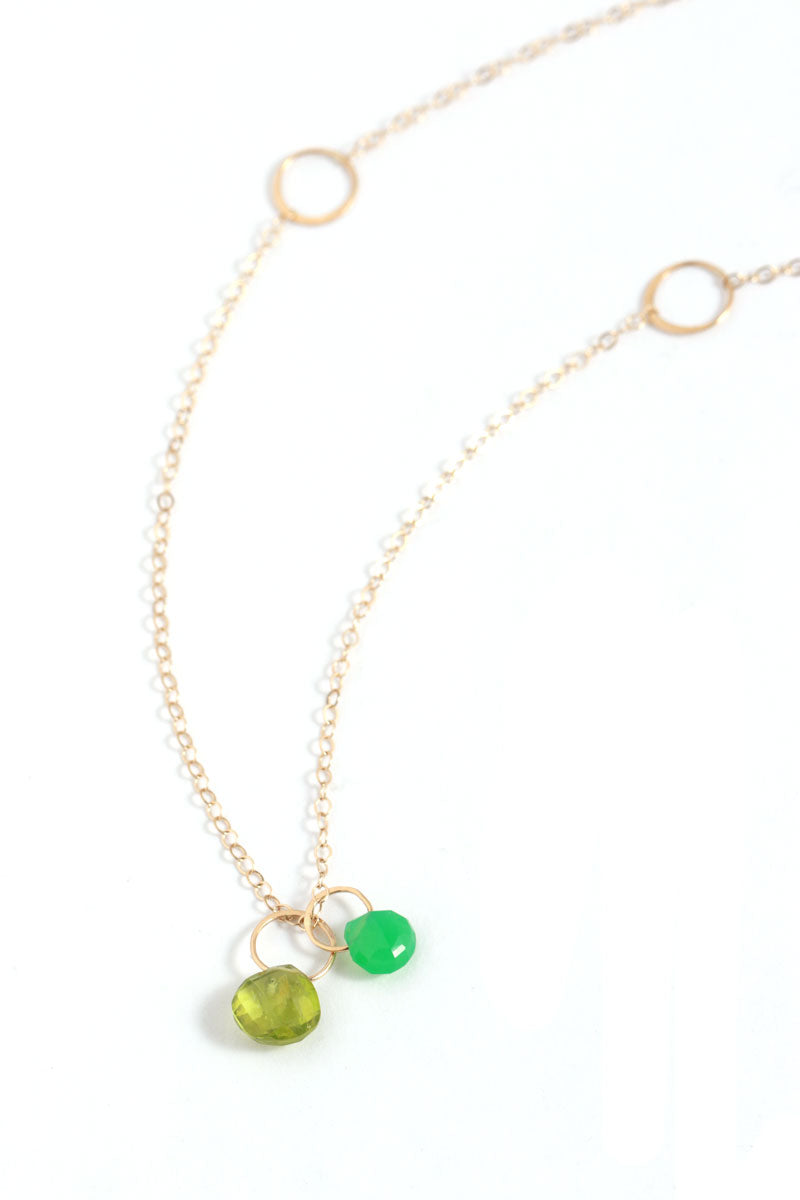 Peridot and Chrysoprase Drop Necklace Gold Necklaces n1831pd-2